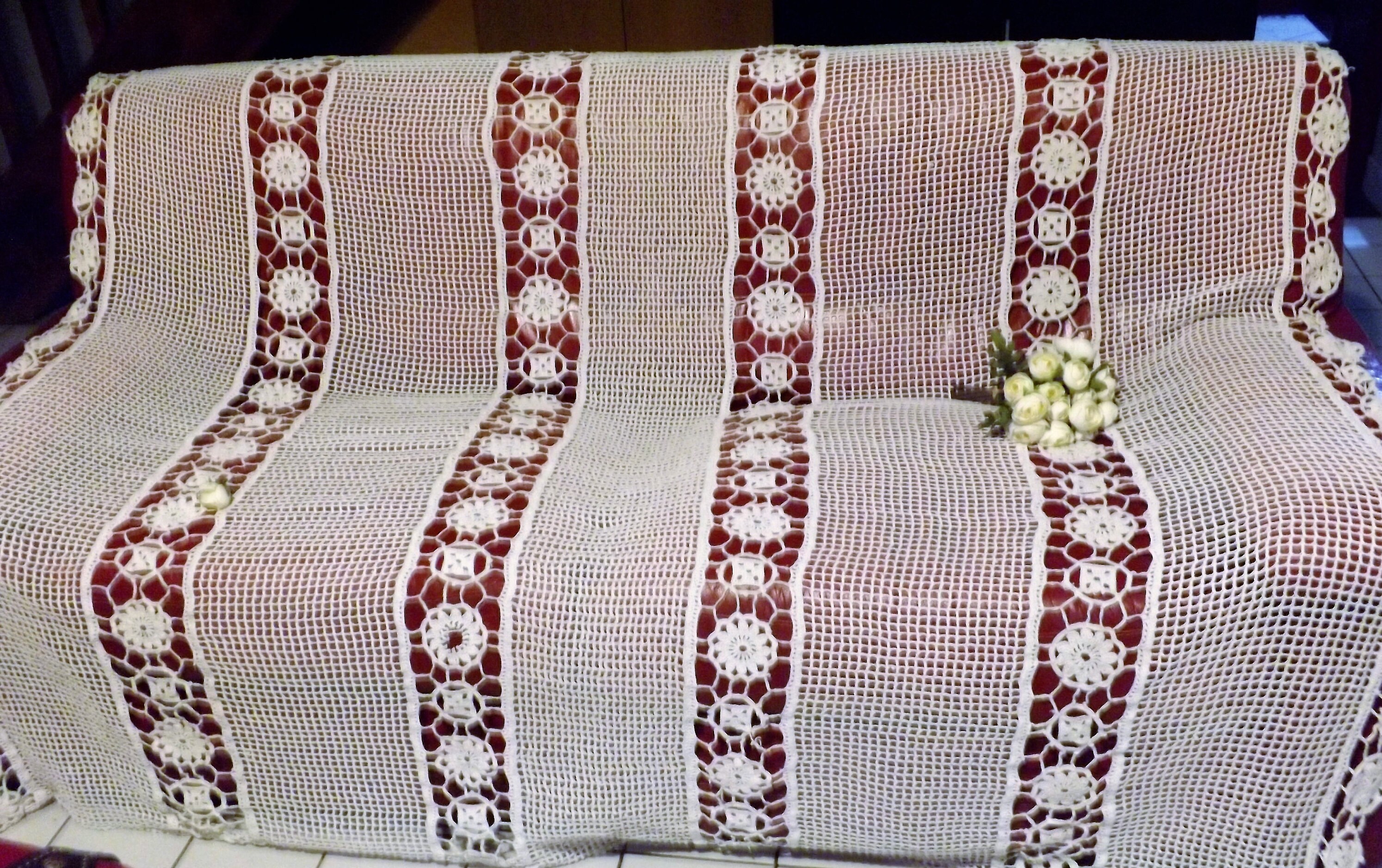 Vintage Français Couvre-Lit Coton Couleur Blanche