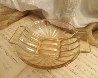 Pearly Glass Dish, Salad Bowl, Bowl, Vintage, Orange Glass - Made in France 1960