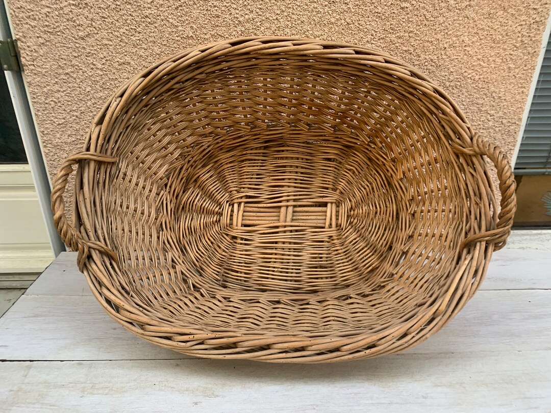 Antique Laundry Basket Large Antique Wicker Basket Etsy