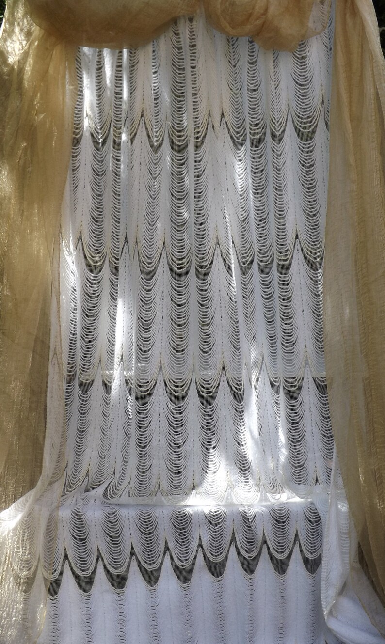 2 Lace Curtains And French Tulle Old Grand And Long Vintage Etsy