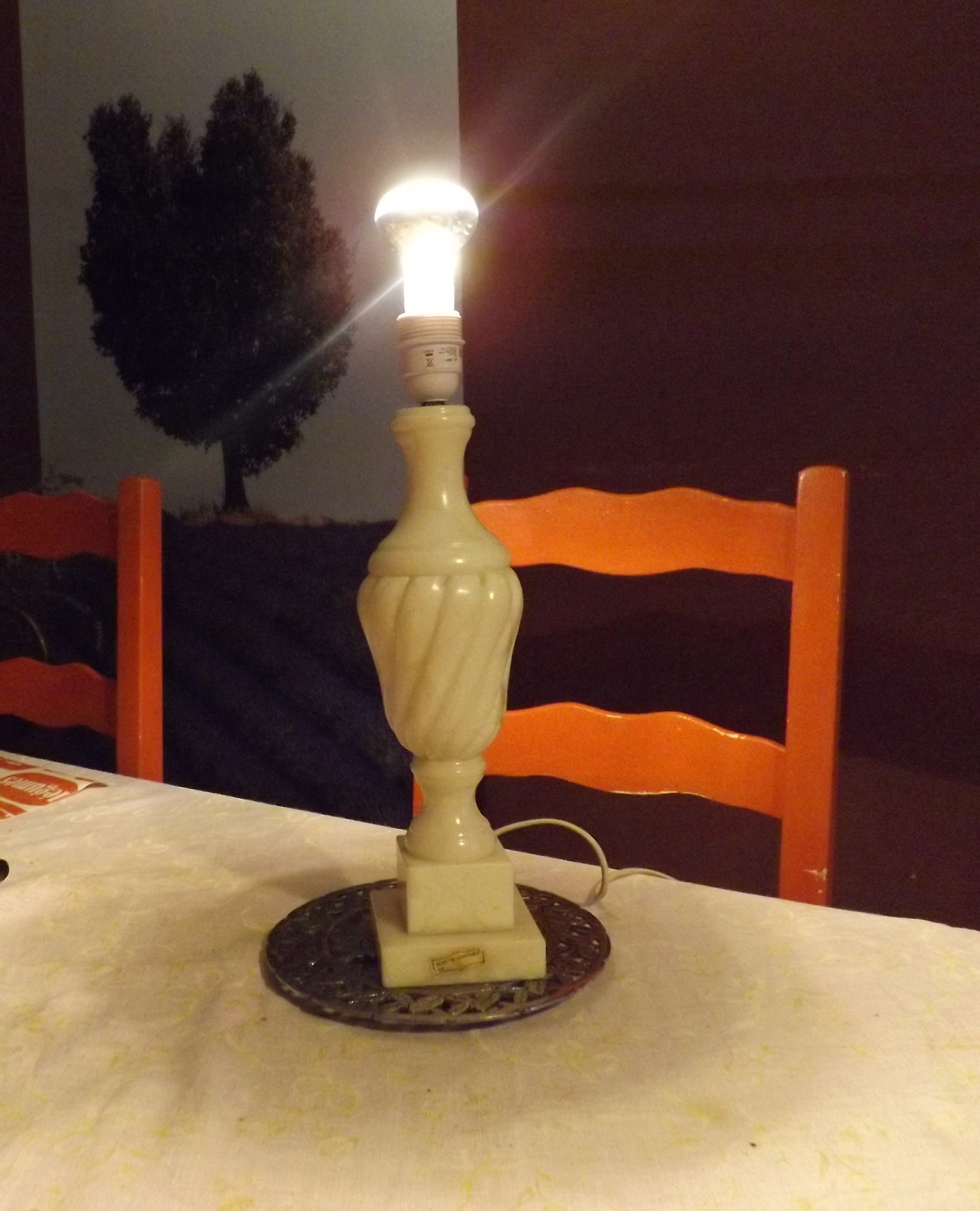 Lampe albâtre ancienne - Factory Vintage