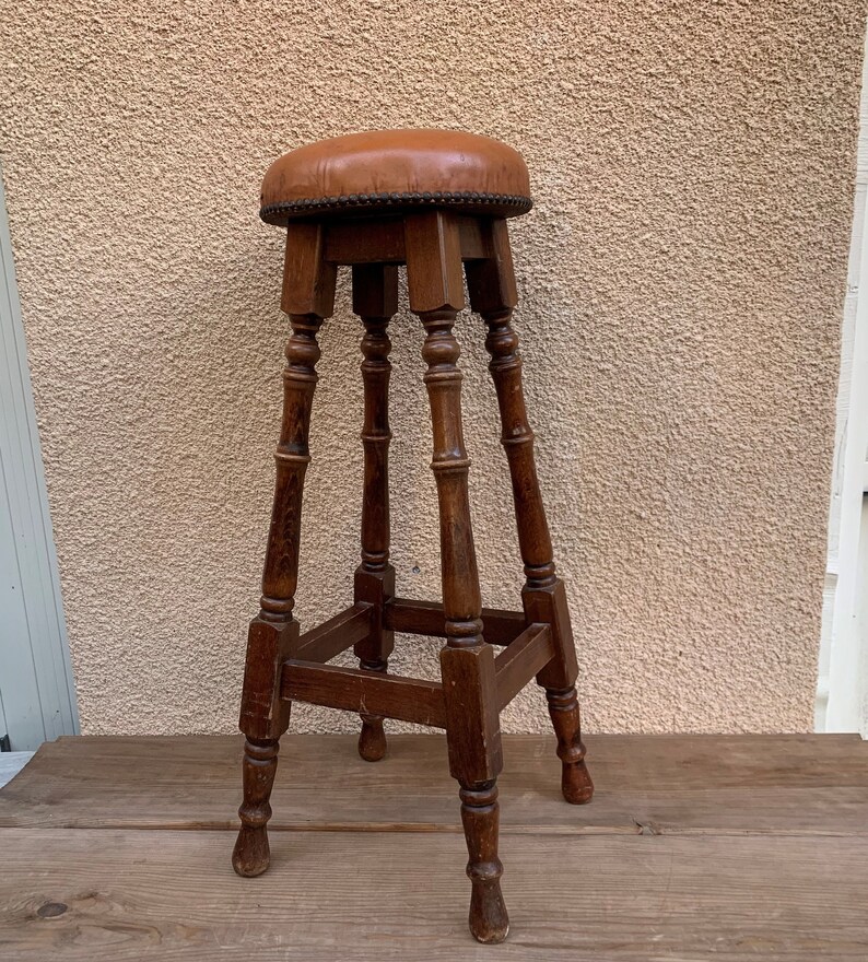 Antique Bentwood Bar Stool 1960 Brown Colour in Solid Etsy