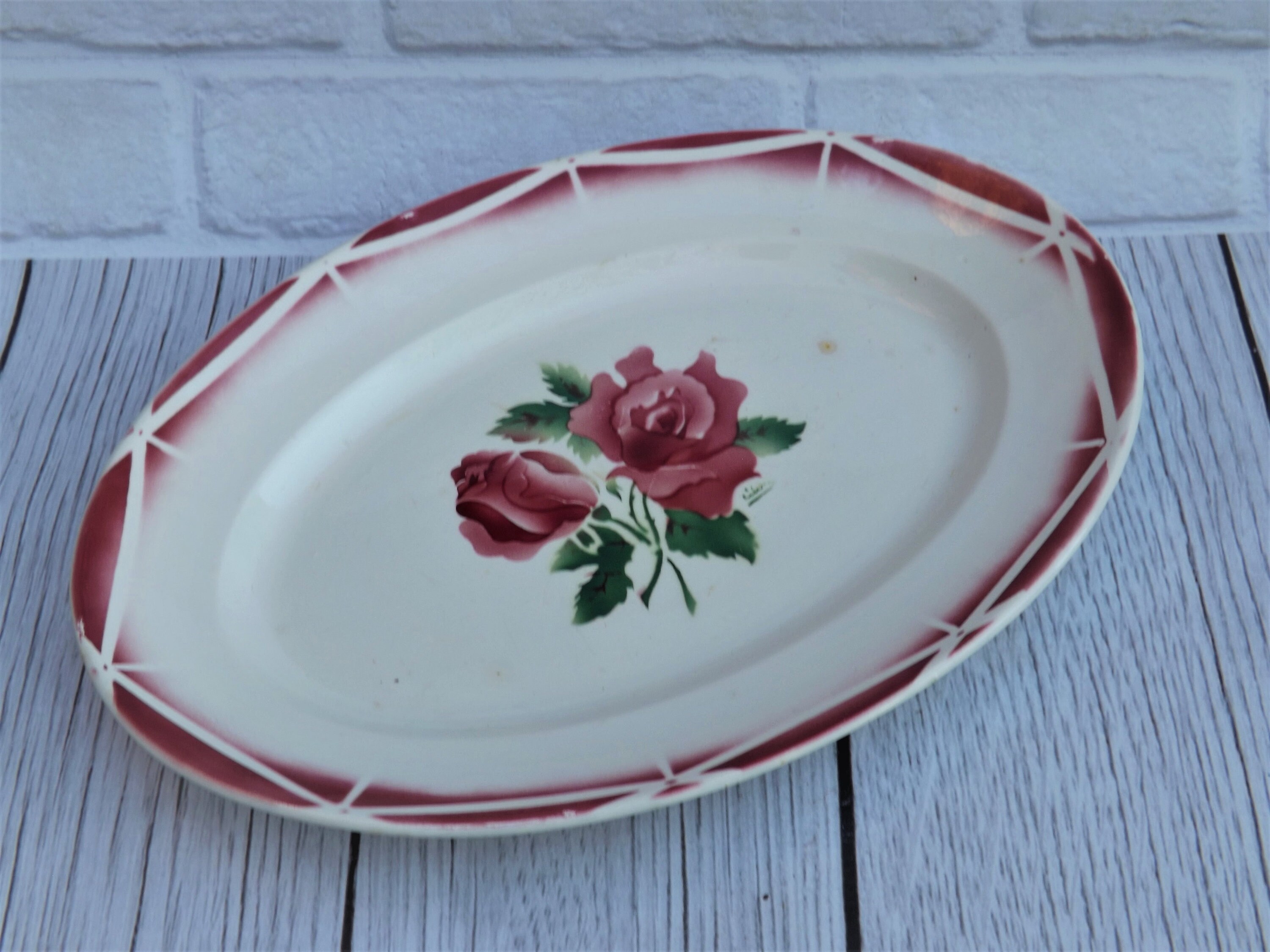 Ancien Plat de Service Ovale Modèle Cibon La Manufacture Française Digoin