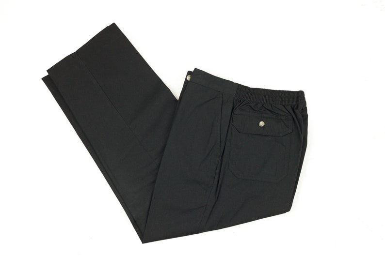 80s Mens Black Casual Pants M 30x28