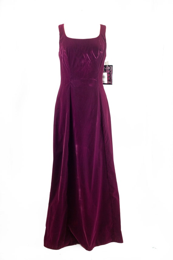 Burgundy Crushed Velvet Gown Dress