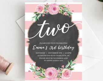 4th Birthday Invitations For Girls 4 Year Old Girl Birthday Etsy