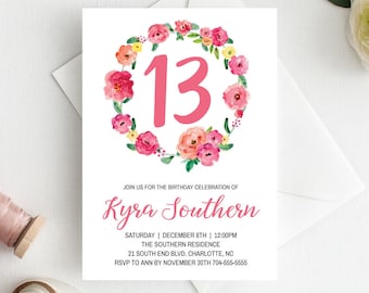 4th birthday invitation girl birthday invitation template pink etsy