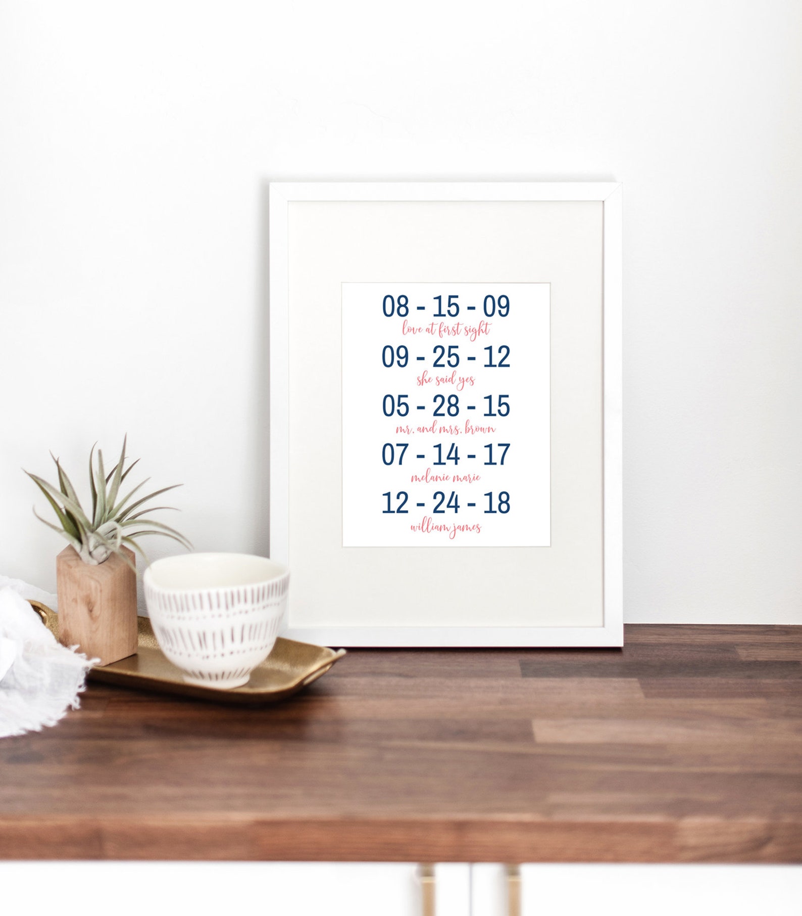 Anniversary Date Print Printable Important Dates Print | Etsy