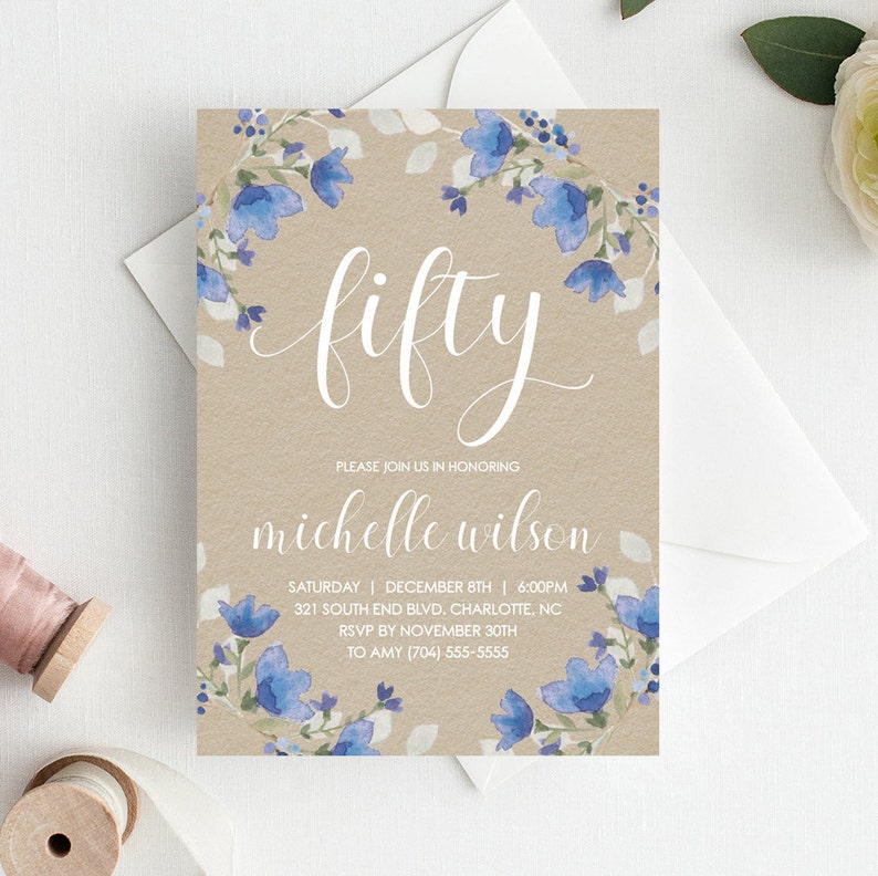 50th Birthday Invitations Template 50th Birthday Party Etsy