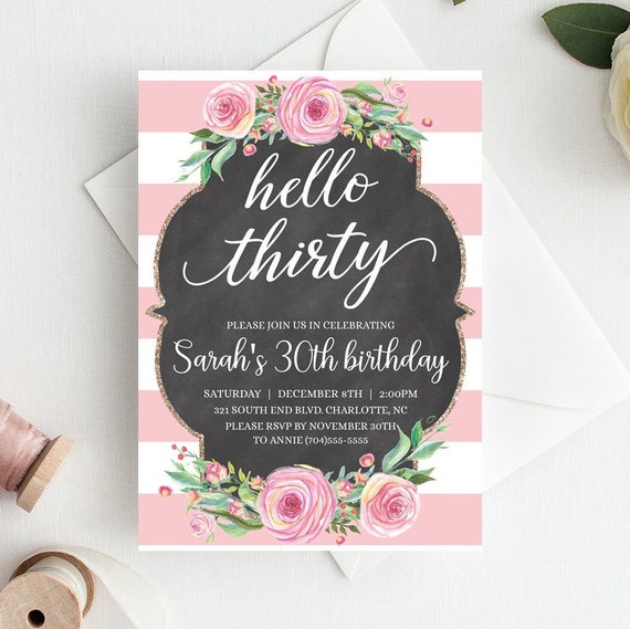 30th birthday invitation for her printable 30th birthday etsy 30 birthday invite