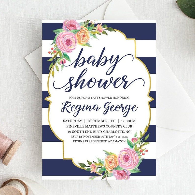 Gender Neutral Baby Shower Invitations Gender Neutral Floral Etsy