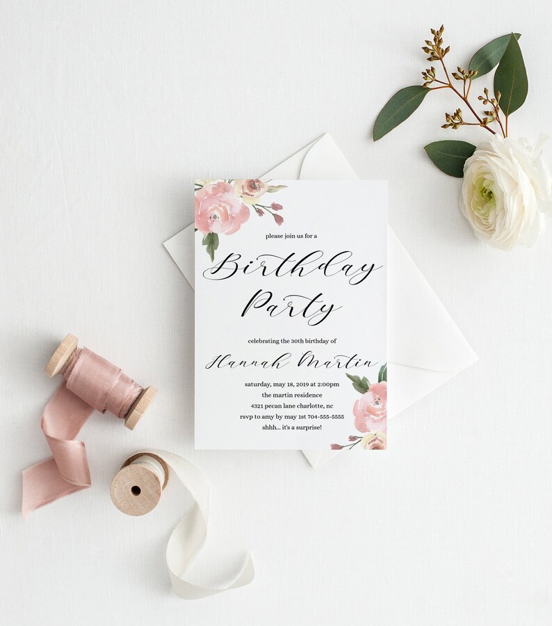 Birthday Invitation Template Download Adult Birthday Etsy