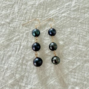 Pearl Dangle Earrings Deep Blue Peacock Freshwater Pearl Earrings Gift Idea For Her