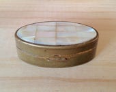 Vintage Max Factor Brass and Pearl Cover Lipstick Case