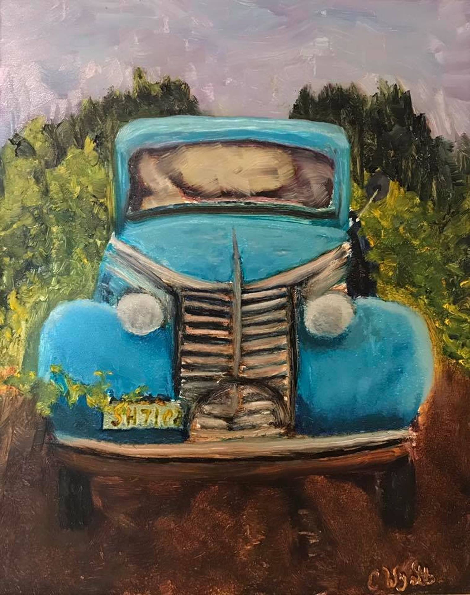 Old Truck Original Oil Painting Vintage Oil Paintings Old Etsy