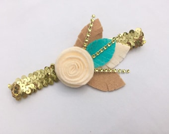 pocahontas headband, feather headband, felt feather headband, boho headband, tribal headband, gold headband, ivory headband, baby headband
