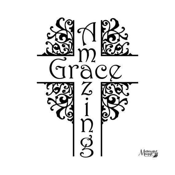 Download Items similar to SVG Amazing Grace Decorative Cross ...