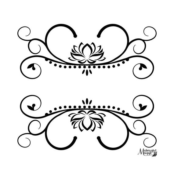 Download Lotus Swirl Monogram Border SVG PNG Cricut and Silhouette ...