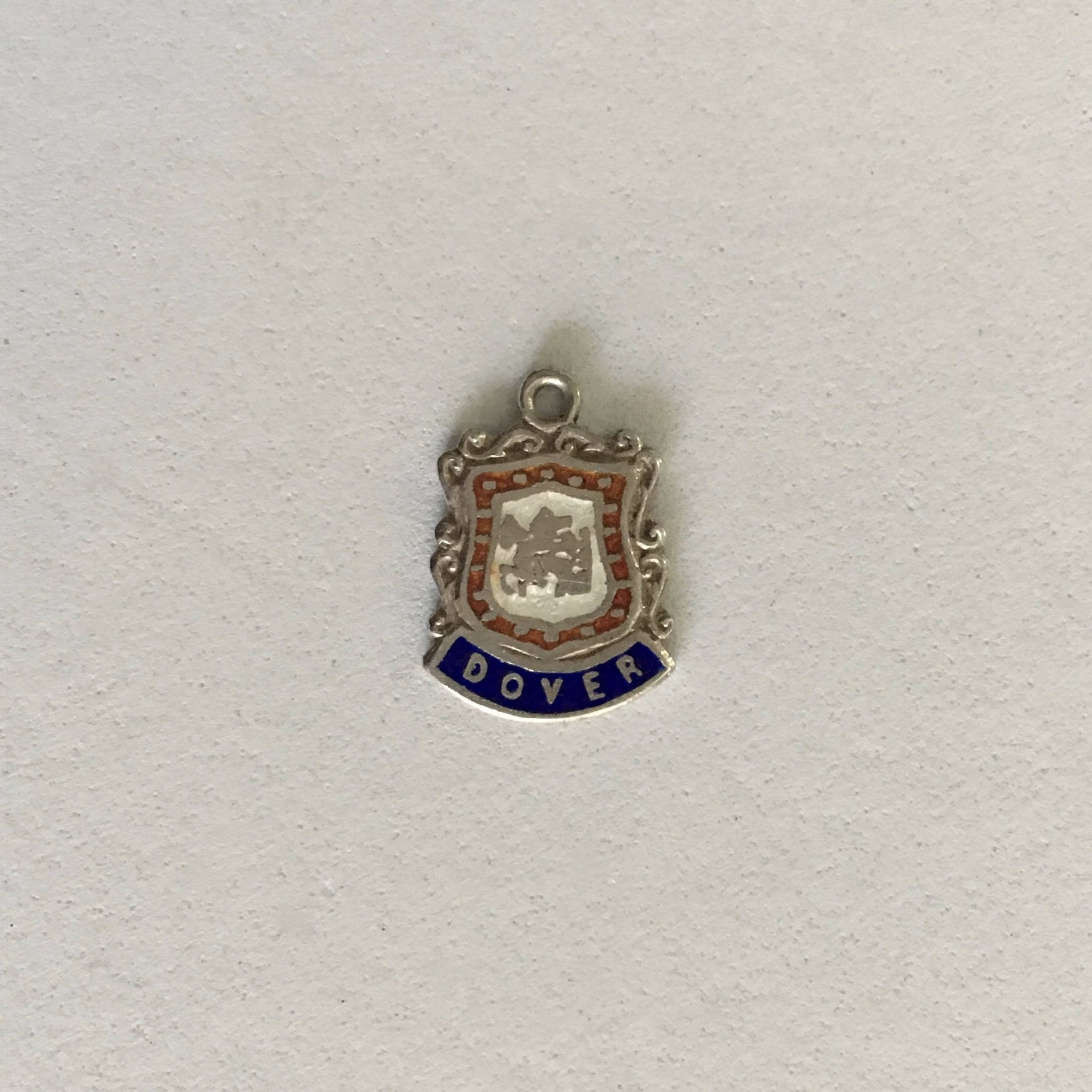 DOVER Sterling Silver and Enamel Vintage Travel Shield Charm - Etsy Sweden