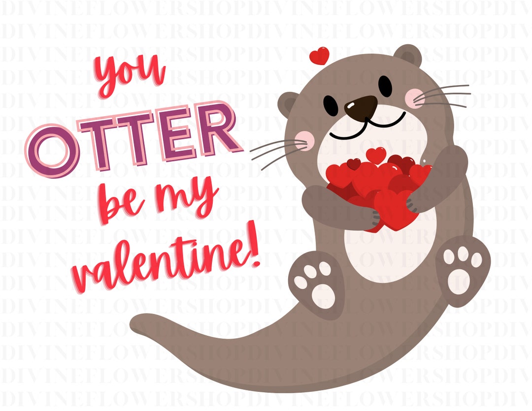 Otter Valentine Heart PNG Valentine PNG Sublimation Valentine Shirt PNG ...