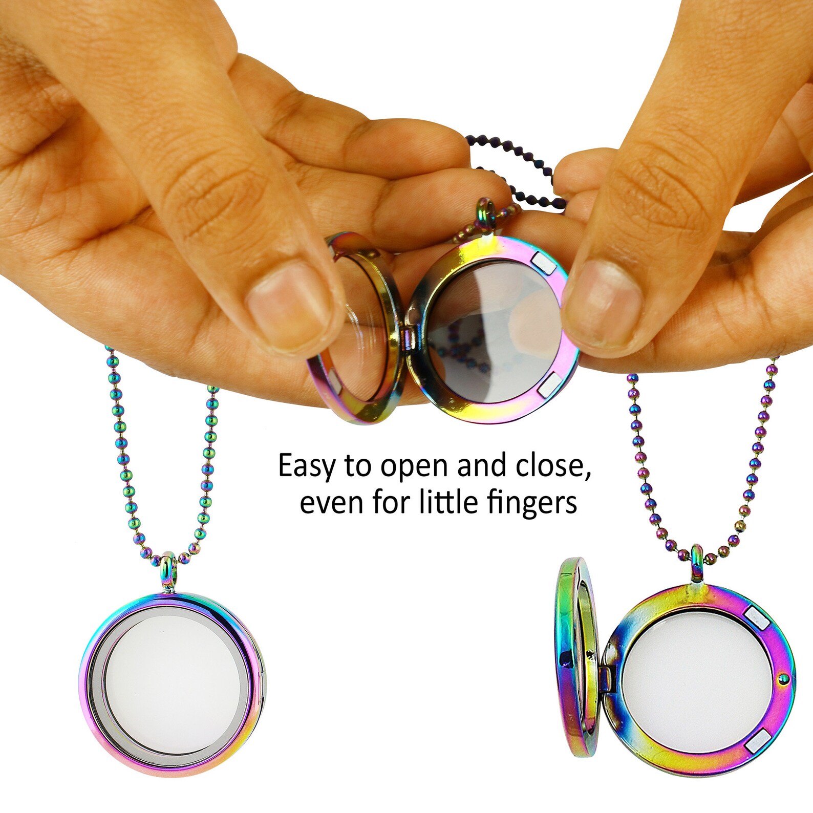 Bestfriend Necklace Rainbow Locket Kit for Girls 2 Lockets Clasp Lockets With Floating