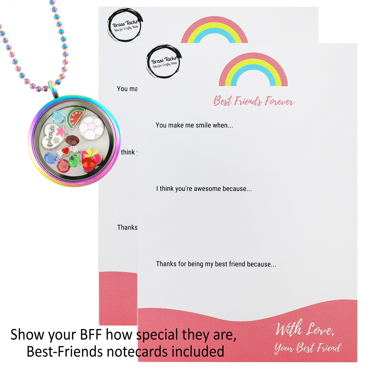 Bestfriend Necklace Rainbow Locket Kit for Girls 2 Lockets