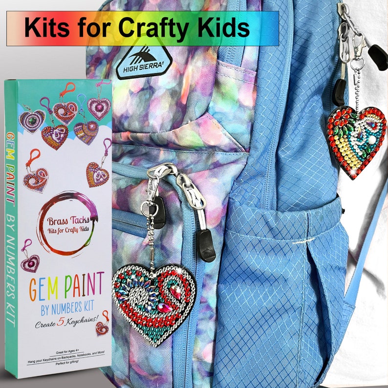 Gem Painting Diamond Art Kit Make Your Own Heart Keychains Etsy
