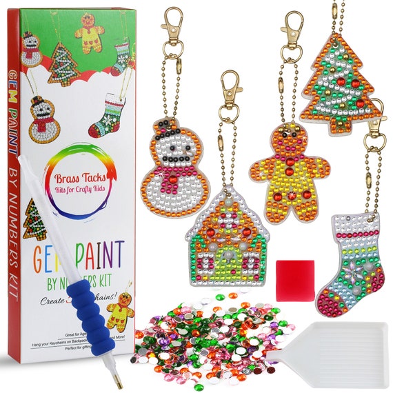 Gem Painting Kit Make Your Own Keychains Diamond Art Painting by Numbers  for Girls, Boys, Kids christmas 