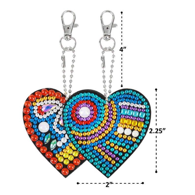 Gem Painting Diamond Art Kit Make Your Own Heart Keychains Etsy