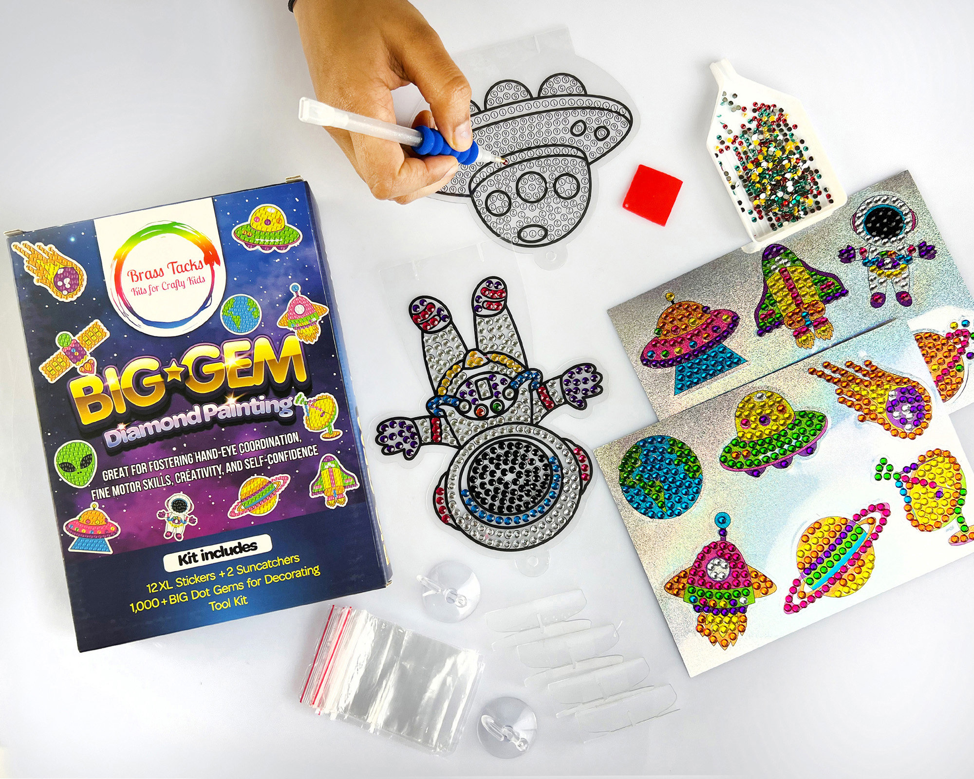 Big Gem Diamond Painting Craft Kit for Kids, Stickers and