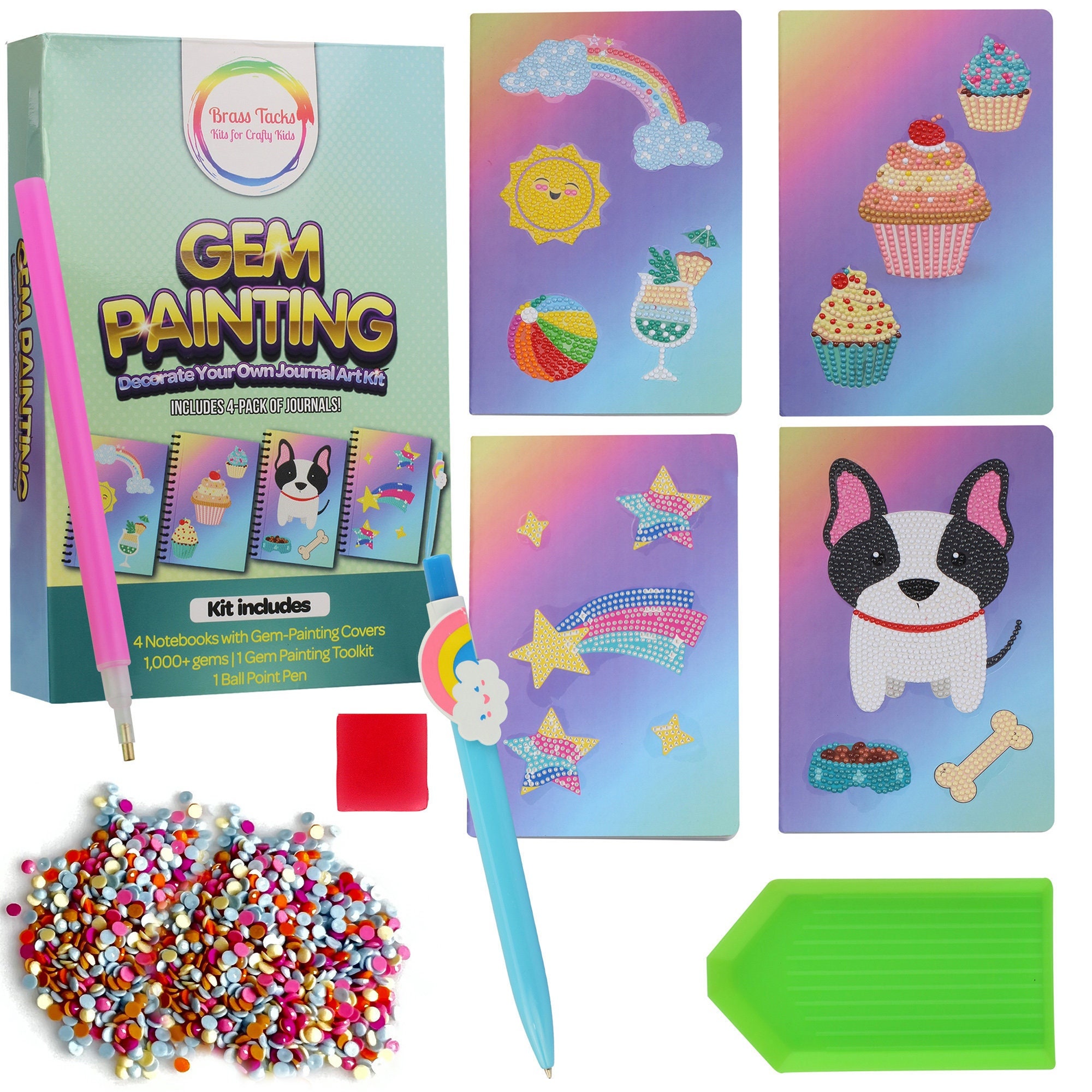 Gem Diamond Painting Decorate Your Own Journal and Diary Art Kit 4-pack for  Girls and Boys 