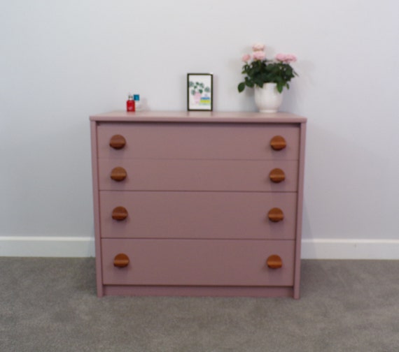 Stag Mid Century Chest Of Drawers Painted In Sulking Room Pink Etsy