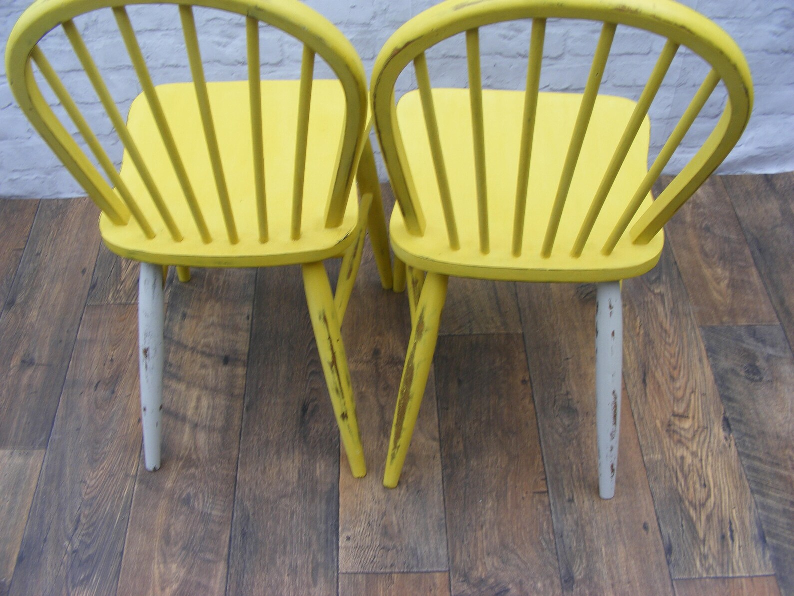 Shabby Chic Pine Table and Spindle Back Chairs Upcycled in Grey and