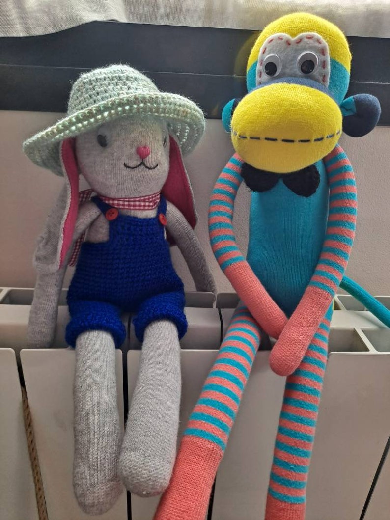 Adorable sock monkey playmates for kids Bowtie monkey