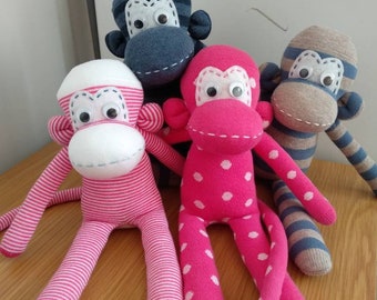 Adorable sock monkey playmates for kids