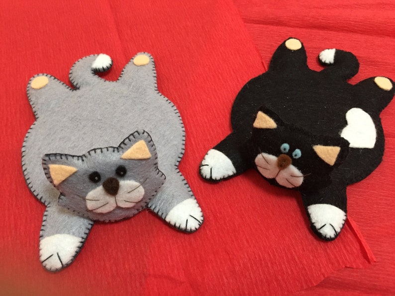 Handmade felt cat coasters a set of 2 pieces Etsy
