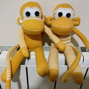 Soft baby sock monkey for babies Yellow