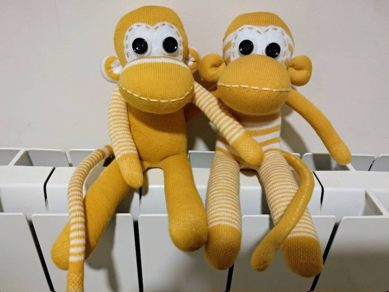 Soft baby sock monkey for babies Yellow