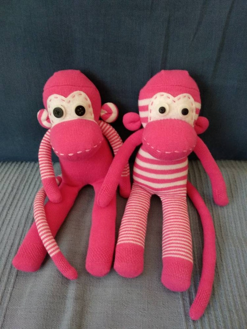 Soft baby sock monkey for babies Pink/White
