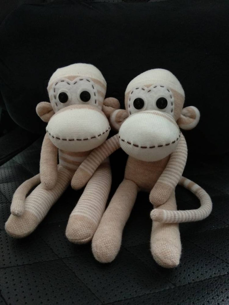 Soft baby sock monkey for babies Biege