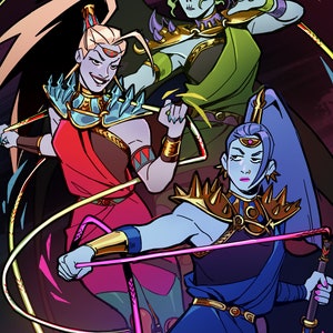 Furies Megaera, Tisiphone, Alecto 5x7in | Hades Game Art Print |