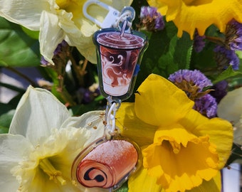 ICED COFFEE CROISSANT Keychain 5in