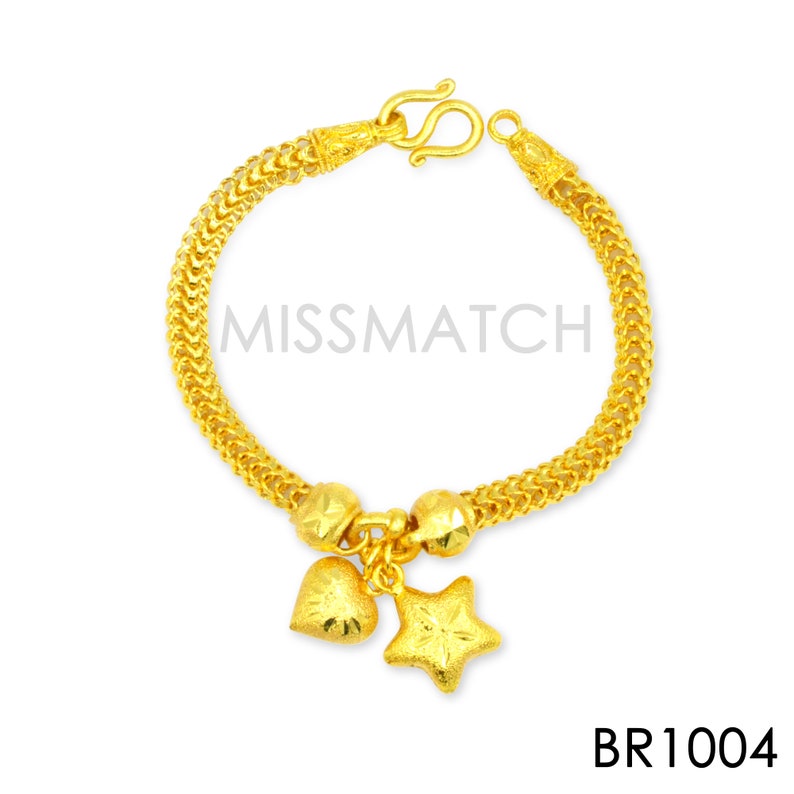 Heart Charm Star Charm Gold Filled Bracelet Yellow Gold Chain Etsy