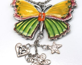 Butterfly Charms, Car Ornament, Car Jewelry, Rear View Mirror Ornament, Colorful