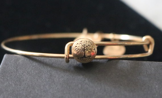 Alex and Ani, Gold Tone, Tree of Life Slider Charm, Adjustable,