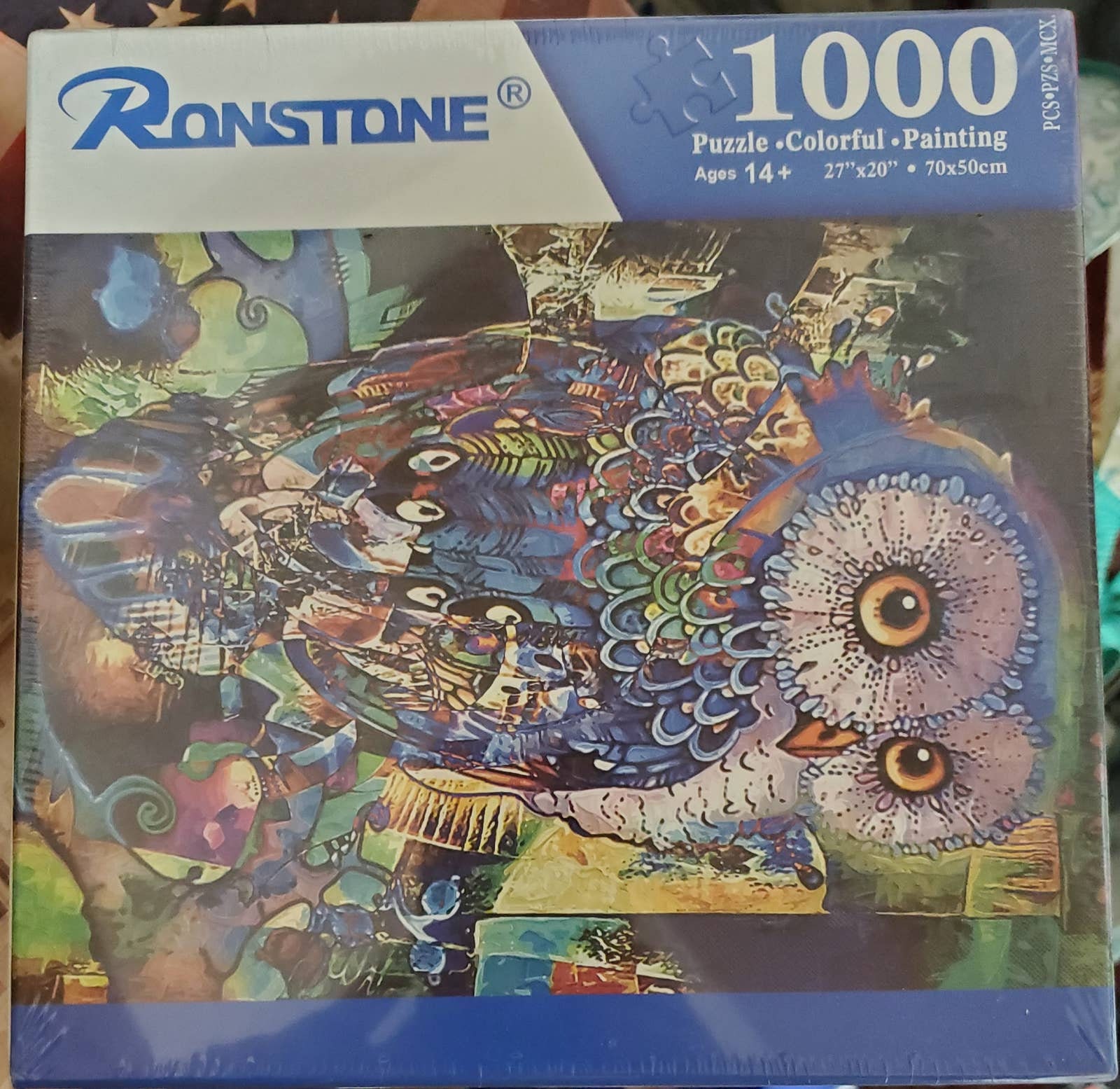 Ronstone 1000 piece colorful owl puzzle, new/sealed