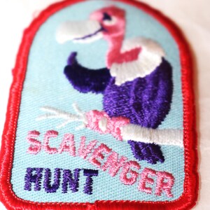 Vintage, Boy Scouts, Scavenger Hunt, Patch, Activity, Generic, Embroidered, Red Border