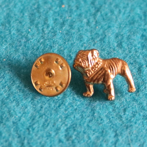 Vintage Bulldog Yellow Gold Plated Tie Tac/ Lapel Pin/ Ballou Reg'd