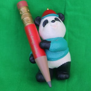 Hallmark Keepsake Ornament/ Son/ Panda with Pencil/ Super Sharp Son/ 1995 Handcrafted/IOB