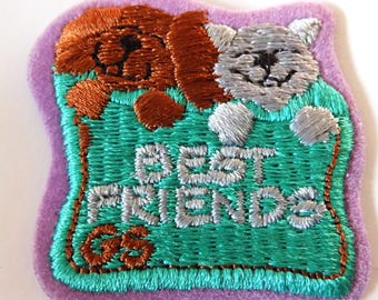 Vintage, Girl Scouts, Best Friends, Activity Fun Patch, Embroidered, Puppy and Kitten